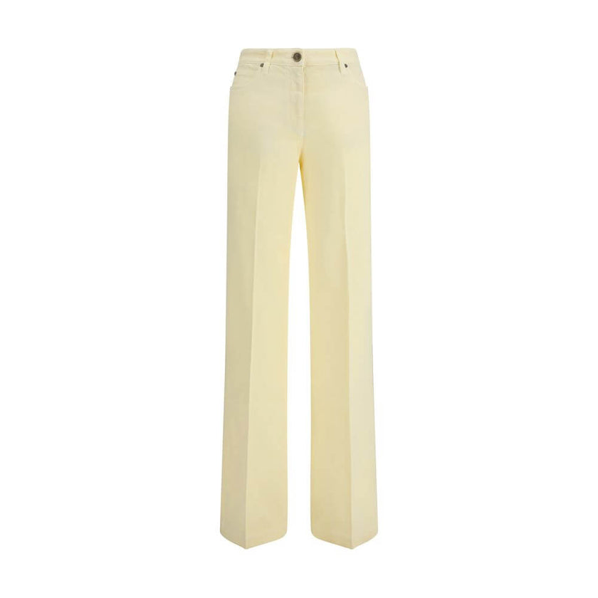 Yellow Cotton Straight-Leg JeansEtro’s stretch Jeans reinterpret a wardrobe classic with comfort and style.Made in the straight five-pocket style,they feature a button and zipper closure and belt loops at the waist.An essential garment with a versatile fi