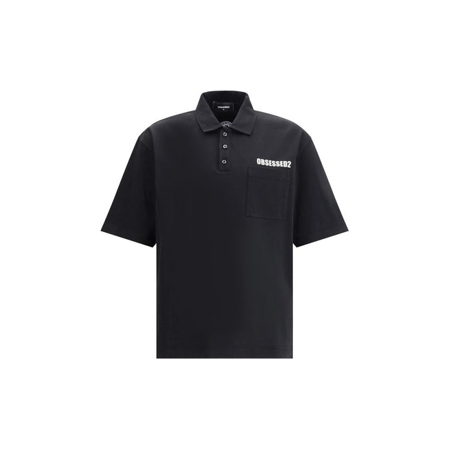 Black Cotton Polo ShirtDsquared2’s Polo Shirt combines classic style and distinctive details for a timeless look. Featuring a classic collar and a traditional three-button closure, it has a patch pocket on the front that adds functionality and character.