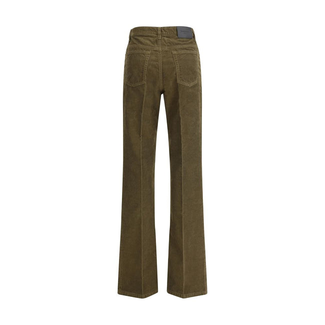 Green Cotton Casual PantsCorduroy Clyde Pants by Saint Laurent revisit classic aesthetics with a touch of rock elegance.Featuring a front zipper and button closure,they follow a five-pocket construction with belt loops at the waist.Completing the design i