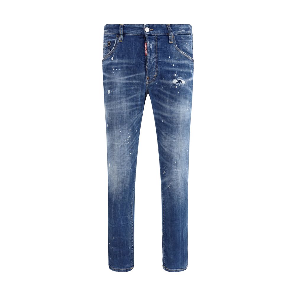 Blue Cotton Slim Fit JeansDsquared2’s Skater Jeans offer a gritty, urban aesthetic in a slim five-pocket cut. Featuring belt loops, they feature a distinctive logo patch and worn-effect finishes that give the garment a worn-in, authentic look in perfect D