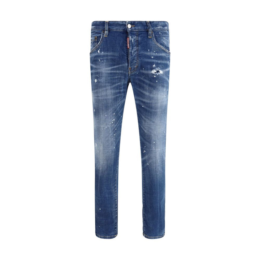 Blue Cotton Slim Fit JeansDsquared2’s Skater Jeans offer a gritty, urban aesthetic in a slim five-pocket cut. Featuring belt loops, they feature a distinctive logo patch and worn-effect finishes that give the garment a worn-in, authentic look in perfect D