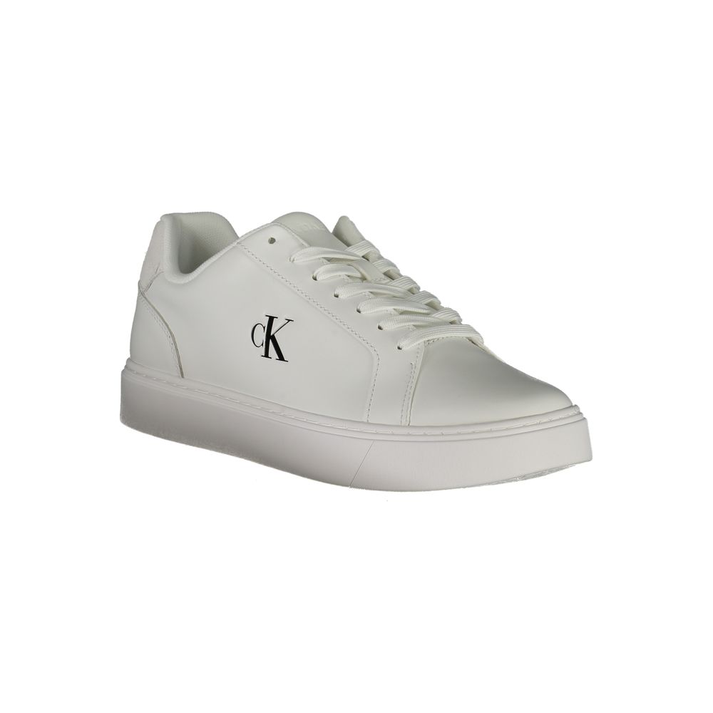 White Leather Men SneakerElevate your sneaker game with the Calvin Klein charisma. A fusion of athletic aesthetics and streetwear edge, these kicks boast contrasting white details that grab the spotlight with every stride. Crafted for both comfort and sty
