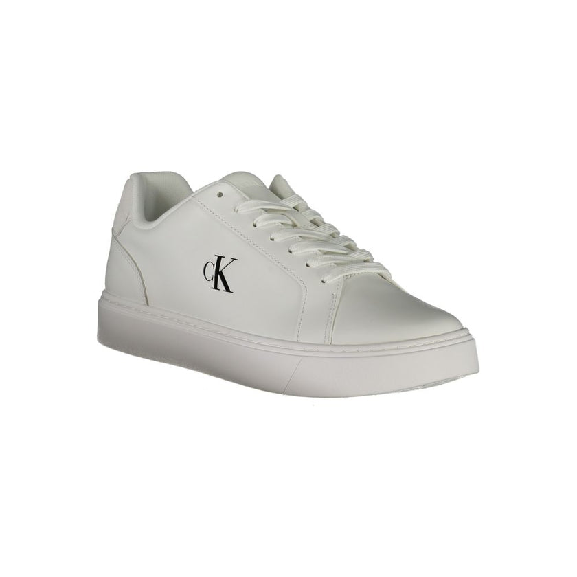 White Leather Men SneakerElevate your sneaker game with the Calvin Klein charisma. A fusion of athletic aesthetics and streetwear edge, these kicks boast contrasting white details that grab the spotlight with every stride. Crafted for both comfort and sty