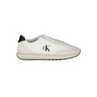 White Polyester Men SneakerDare to make a bold statement with the sleek Calvin Klein sneakers that redefine contemporary sportiness. Crafted with sophistication in mind, these kicks boast contrasting black accents and a notable logo embroidery that ensure