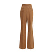 Brown Wool Flared PantsFendi’s Charleston Pants are an elegant high-waisted piece featuring a flared bottom line that gives movement and style. Featuring side pockets and a seamed pleat on the leg, they feature a covered zipper closure for a clean, refine