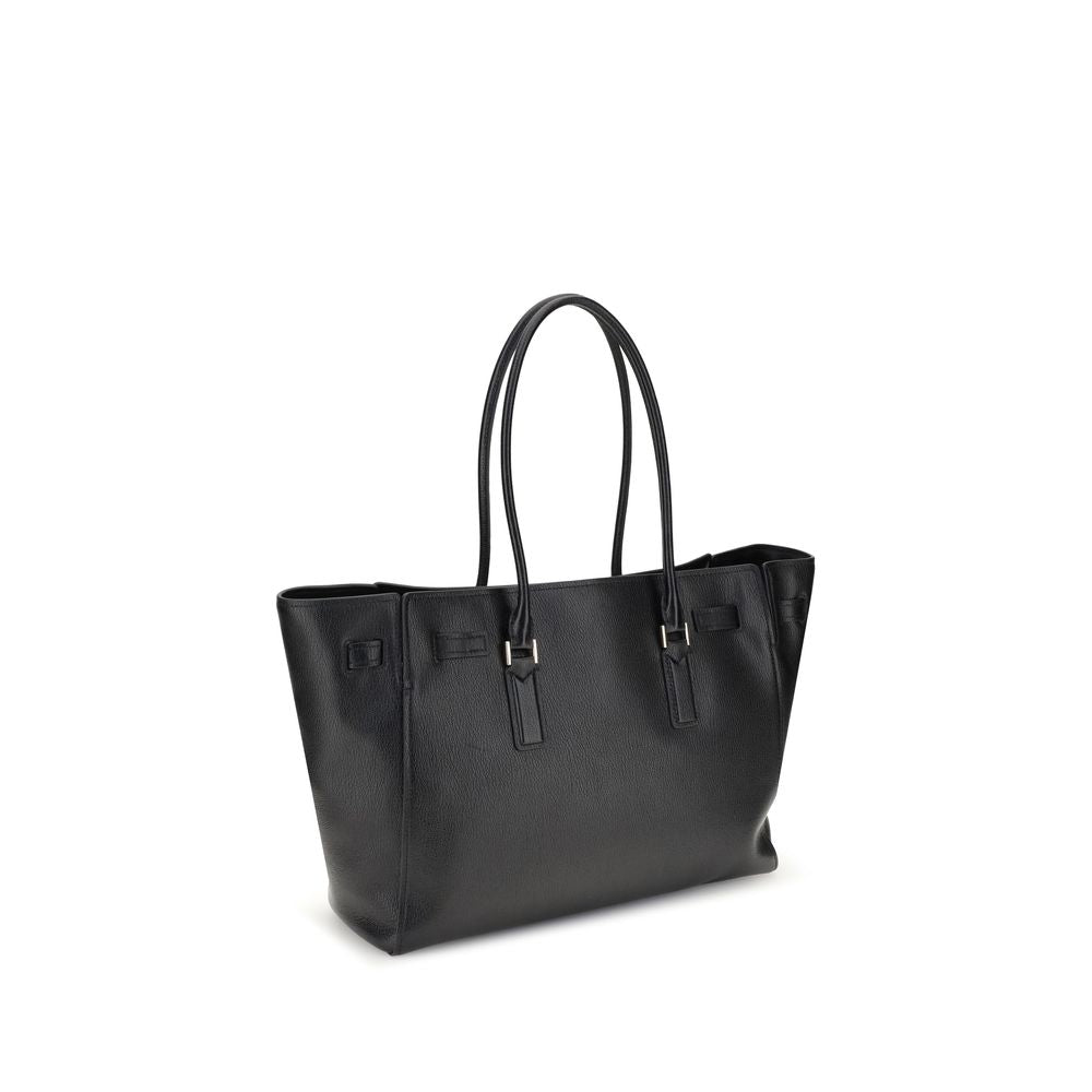 Black Calf Leather Bos Taurus Shoulder BagThe Hamilton Moderne large Tote Bag by Michael Kors is a roomy, structured model designed to combine functionality and elegance. The silhouette with decorative belt and iconic padlock pendant define its sophistica