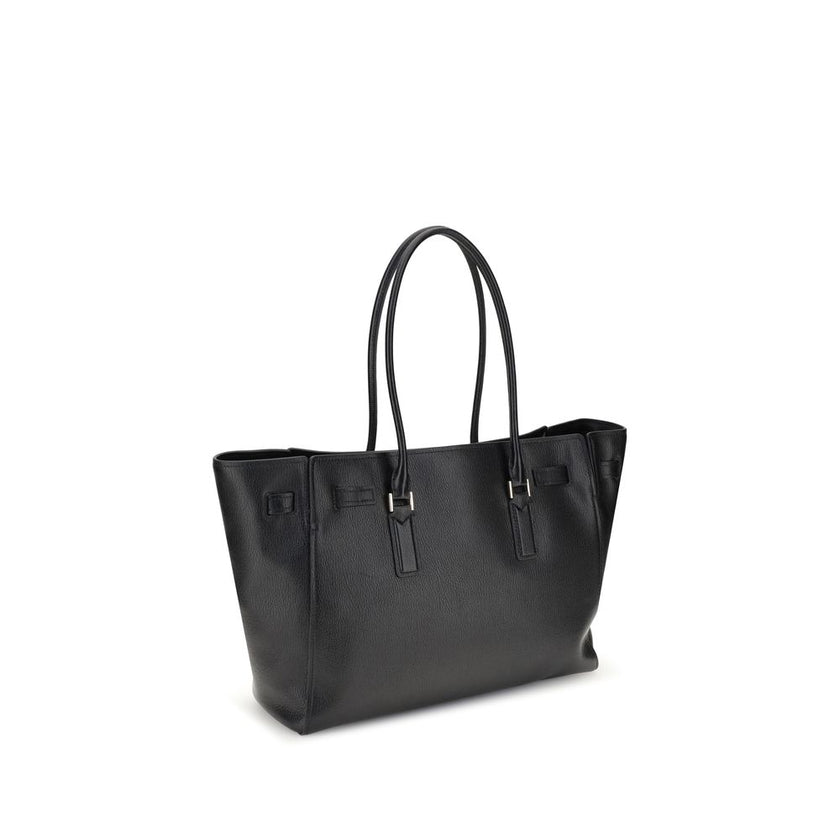 Black Calf Leather Bos Taurus Shoulder BagThe Hamilton Moderne large Tote Bag by Michael Kors is a roomy, structured model designed to combine functionality and elegance. The silhouette with decorative belt and iconic padlock pendant define its sophistica