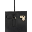 Black Calf Leather Bos Taurus Shoulder BagThe Hamilton Moderne large Tote Bag by Michael Kors is a roomy, structured model designed to combine functionality and elegance. The silhouette with decorative belt and iconic padlock pendant define its sophistica
