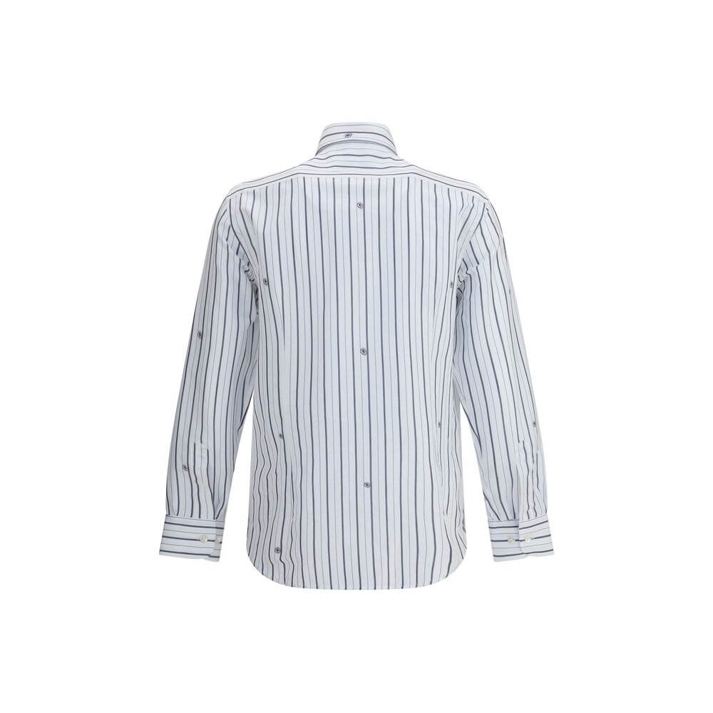 White Cotton Pattern ShirtEtro’s striped Shirt is made of jacquard cotton and features a striped pattern embellished with a micro Pegasus, the brand’s iconic symbol. With a regular fit, it features a pointed collar, button closure and double-button cuffs,