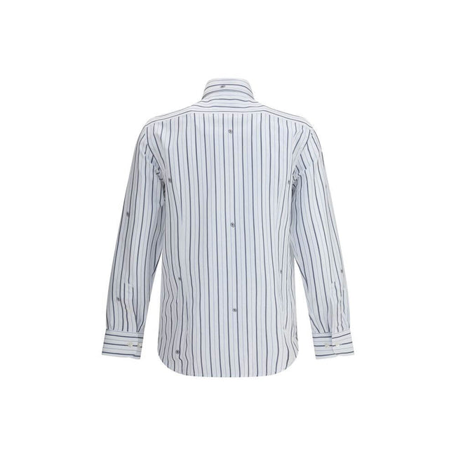 White Cotton Pattern ShirtEtro’s striped Shirt is made of jacquard cotton and features a striped pattern embellished with a micro Pegasus, the brand’s iconic symbol. With a regular fit, it features a pointed collar, button closure and double-button cuffs,