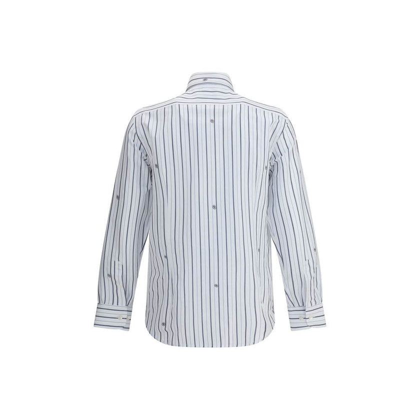 White Cotton Pattern ShirtEtro’s striped Shirt is made of jacquard cotton and features a striped pattern embellished with a micro Pegasus, the brand’s iconic symbol. With a regular fit, it features a pointed collar, button closure and double-button cuffs,