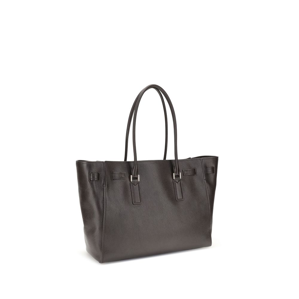 Brown Calf Leather Bos Taurus Shoulder BagThe Hamilton Moderne large Tote Bag by Michael Kors is a roomy, structured model designed to combine functionality and elegance. The silhouette with decorative belt and iconic padlock pendant define its sophistica