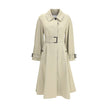 Beige Cotton CoatBurberry’s Ellingham fit-and-flare long gabardine Trench Coat reinterprets an icon of the British wardrobe with a touch of femininity and structure. Featuring a flared silhouette and a single-breasted button closure, it has a figure-flatt