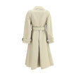 Beige Cotton CoatBurberry’s Ellingham fit-and-flare long gabardine Trench Coat reinterprets an icon of the British wardrobe with a touch of femininity and structure. Featuring a flared silhouette and a single-breasted button closure, it has a figure-flatt