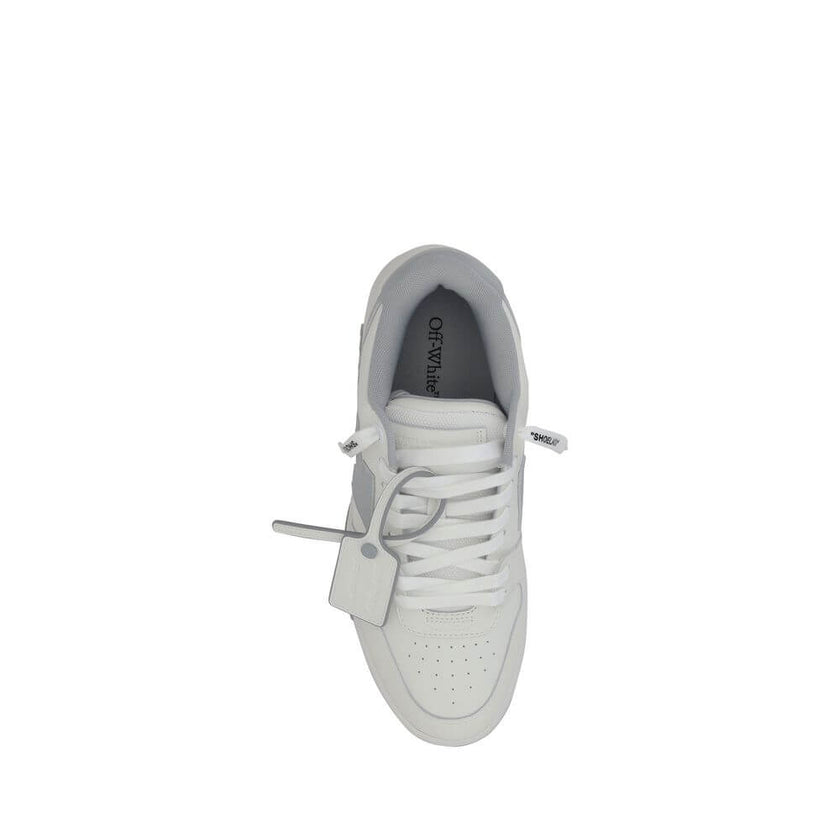 White Rubber Low Top SneakersLeather Out Of Office Sneakers by Off-White feature a lace-up front closure and a round toe. The side panels are decorated with the brand’s iconic Arrow logo, while the flat sole ensures comfort. A distinctive detail is the ap