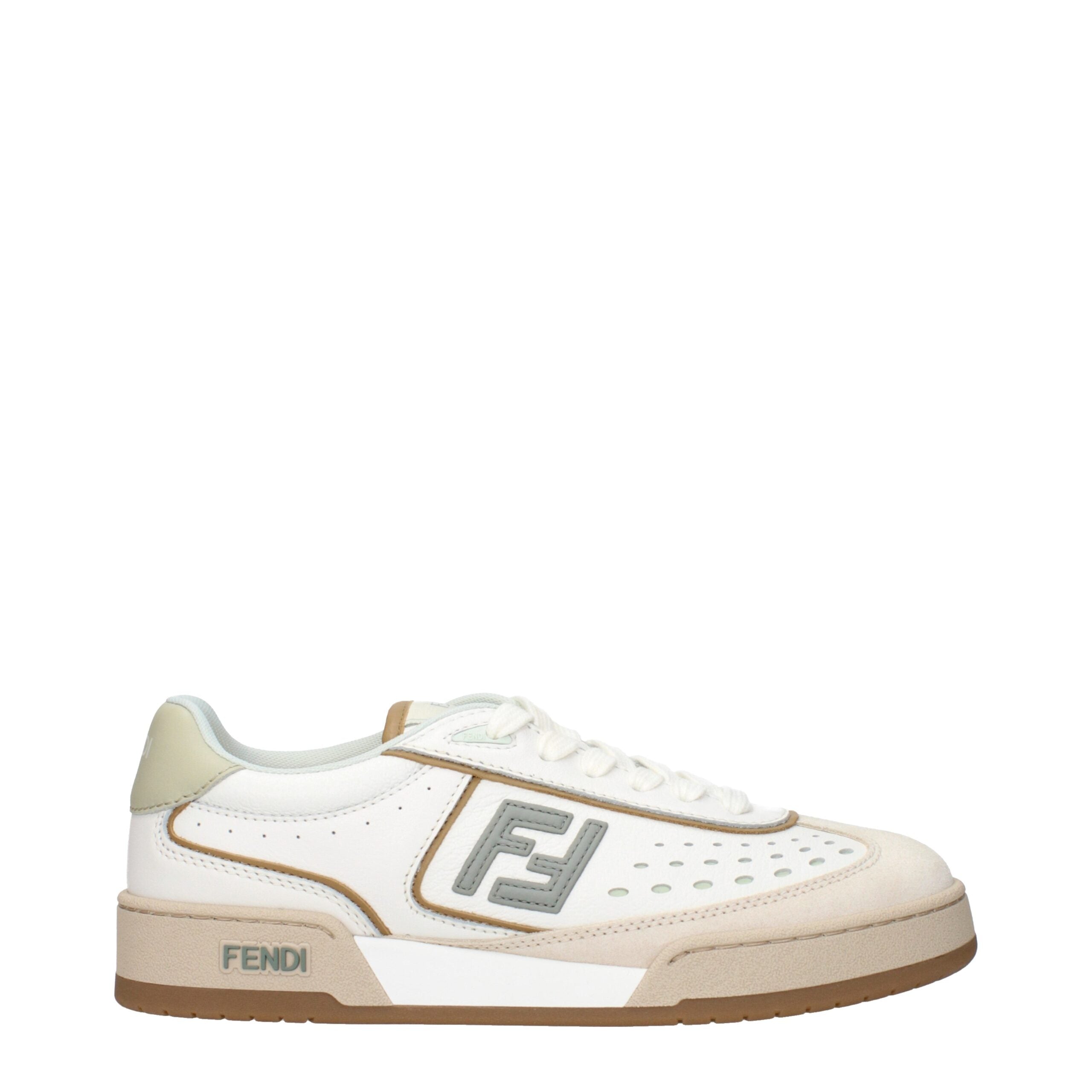 White Leather Low Top SneakersDescription: The product with MPN 8E8670ASB2F1RUX and code F84207 leather in white is a sneakers designed by Fendi. It has features like front logo, side logo, back logo. Additional Info: Style: Casual Closing type: Lace up C