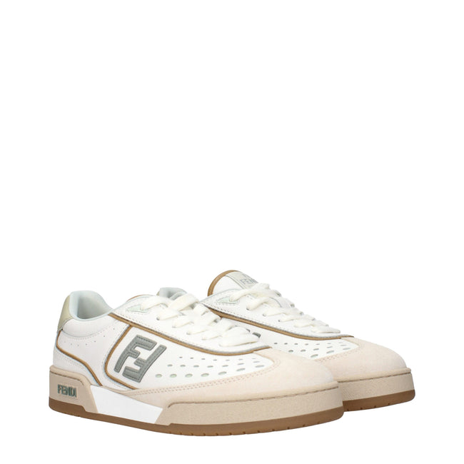 White Leather Low Top SneakersDescription: The product with MPN 8E8670ASB2F1RUX and code F84207 leather in white is a sneakers designed by Fendi. It has features like front logo, side logo, back logo. Additional Info: Style: Casual Closing type: Lace up C