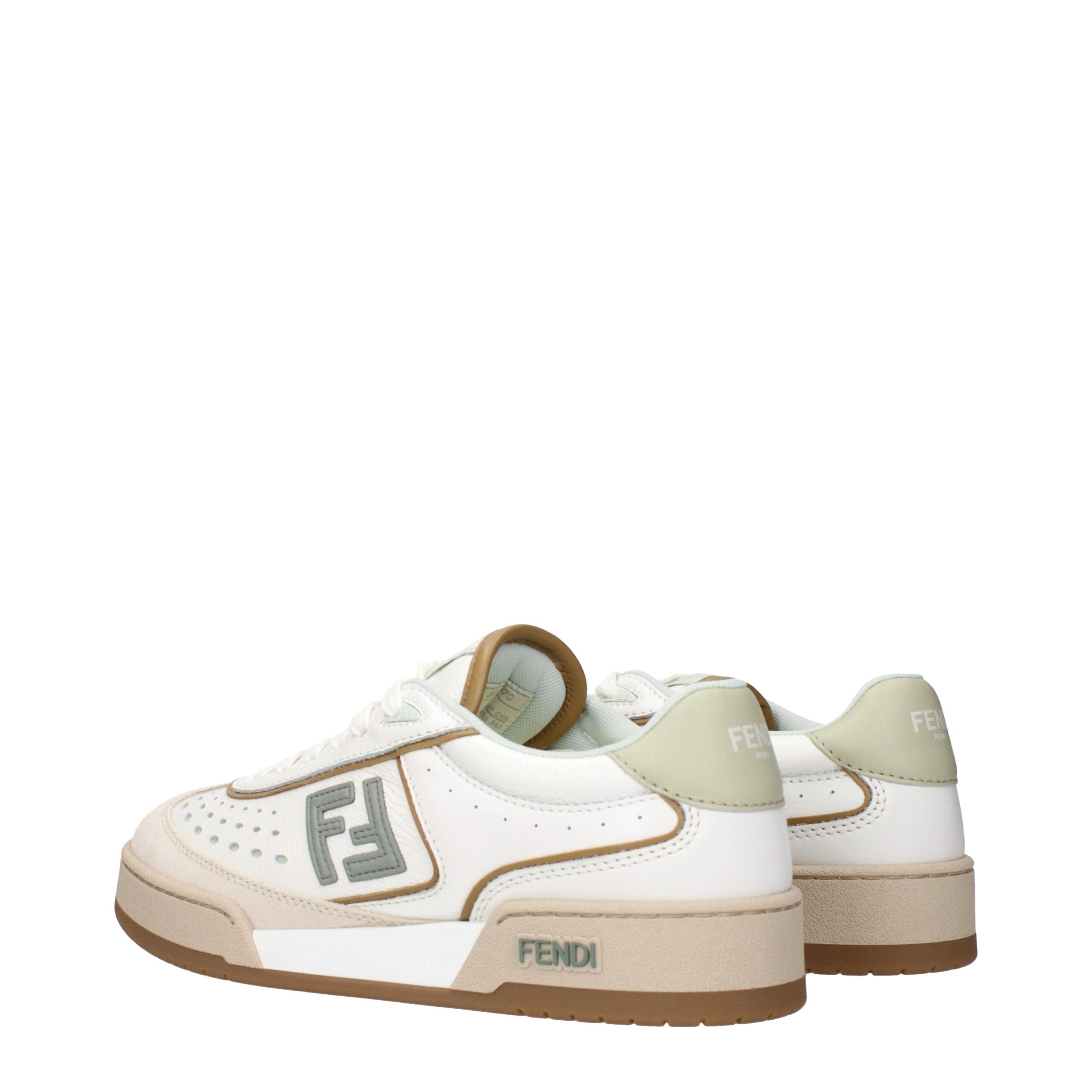 White Leather Low Top SneakersDescription: The product with MPN 8E8670ASB2F1RUX and code F84207 leather in white is a sneakers designed by Fendi. It has features like front logo, side logo, back logo. Additional Info: Style: Casual Closing type: Lace up C