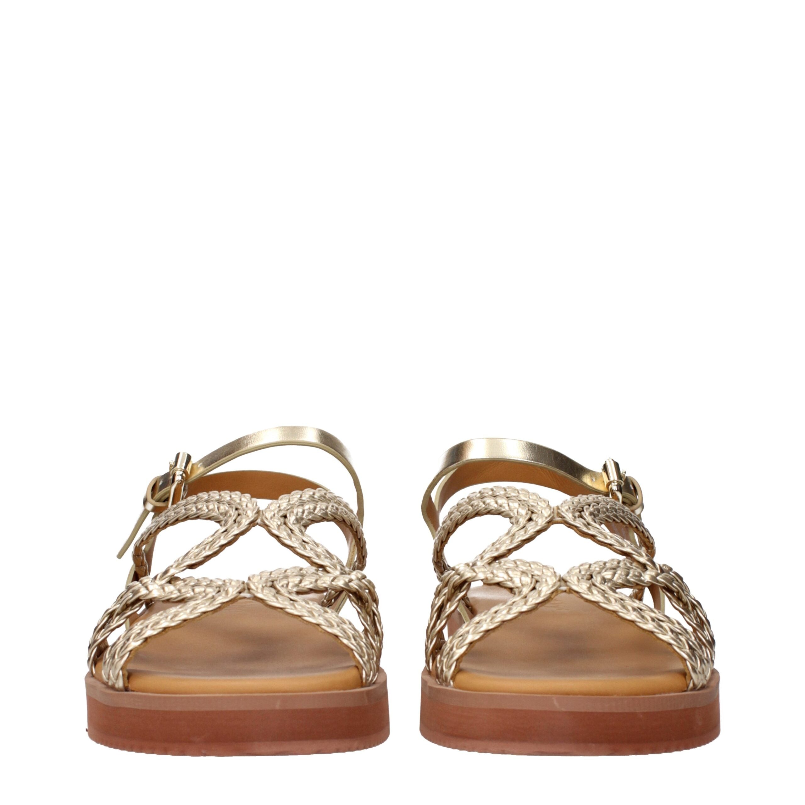 Gold Polyethylene Flat SandalsDescription: The product with MPN SB42051BFABRIC056 and code F84257 polyurethane in gold is a sandals designed by See by Chloé.Gold Polyethylene Flat Sandals${tagsSee By ChloéAulae Gold Polyethylene Sandals See By ChloéAulae
