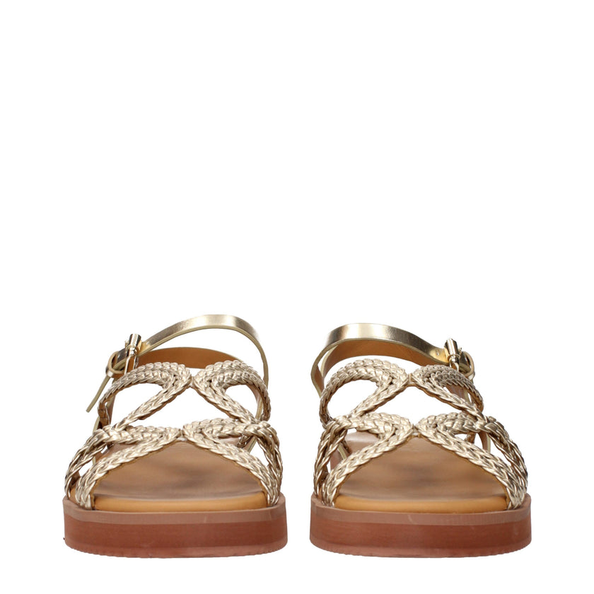 Gold Polyethylene Flat SandalsDescription: The product with MPN SB42051BFABRIC056 and code F84257 polyurethane in gold is a sandals designed by See by Chloé.Gold Polyethylene Flat Sandals${tagsSee By ChloéAulae Gold Polyethylene Sandals See By ChloéAulae
