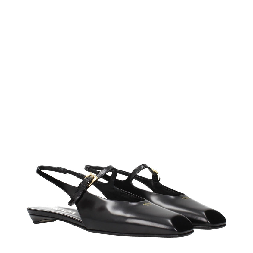 Black Leather Flat SandalsDescription: The product with MPN 1F828N055015F0002 and code F84270 leather in black is a sandals designed by Prada. It has features like front logo.Black Leather Flat Sandals${tagsPradaAulae Black Leather Sandals PradaAulae Blac