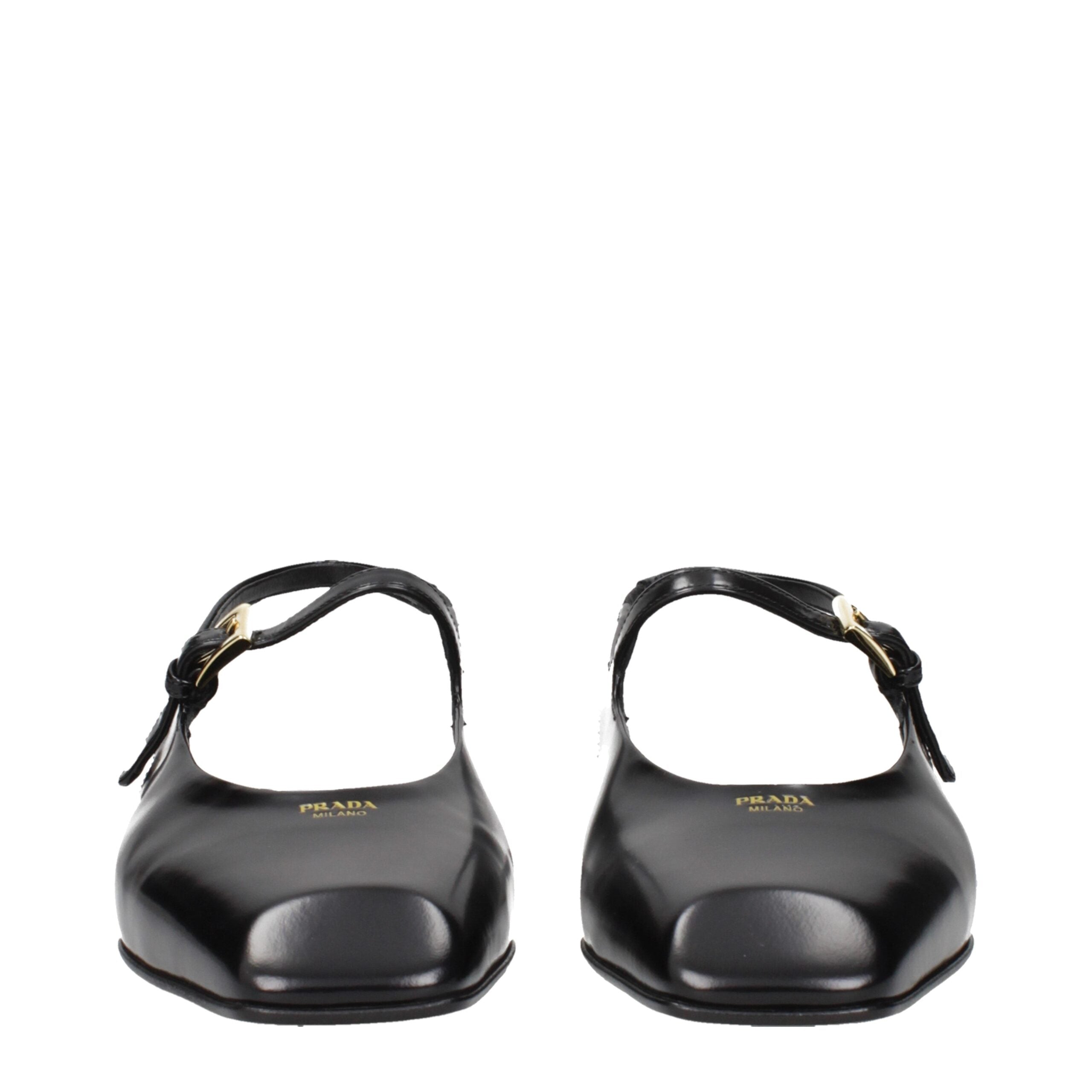 Black Leather Flat SandalsDescription: The product with MPN 1F828N055015F0002 and code F84270 leather in black is a sandals designed by Prada. It has features like front logo.Black Leather Flat Sandals${tagsPradaAulae Black Leather Sandals PradaAulae Blac