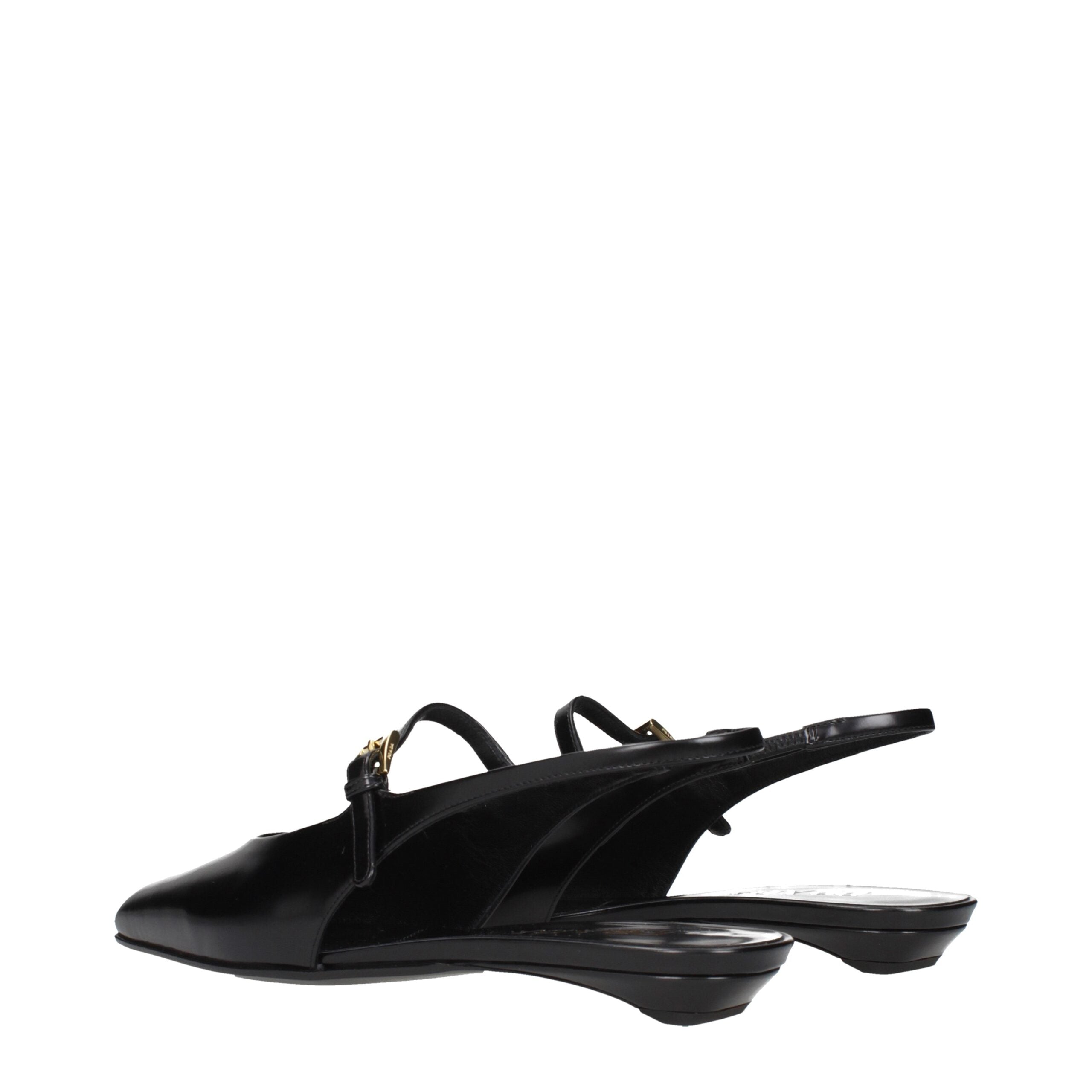 Black Leather Flat SandalsDescription: The product with MPN 1F828N055015F0002 and code F84270 leather in black is a sandals designed by Prada. It has features like front logo.Black Leather Flat Sandals${tagsPradaAulae Black Leather Sandals PradaAulae Blac