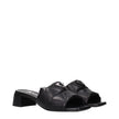 Black Leather Flat SandalsDescription: The product with MPN 1XX656038035F0002 and code F84279 leather in black is a sandals designed by Prada. It has features like front logo.Black Leather Flat Sandals${tagsPradaAulae Black Leather Sandals PradaAulae Blac