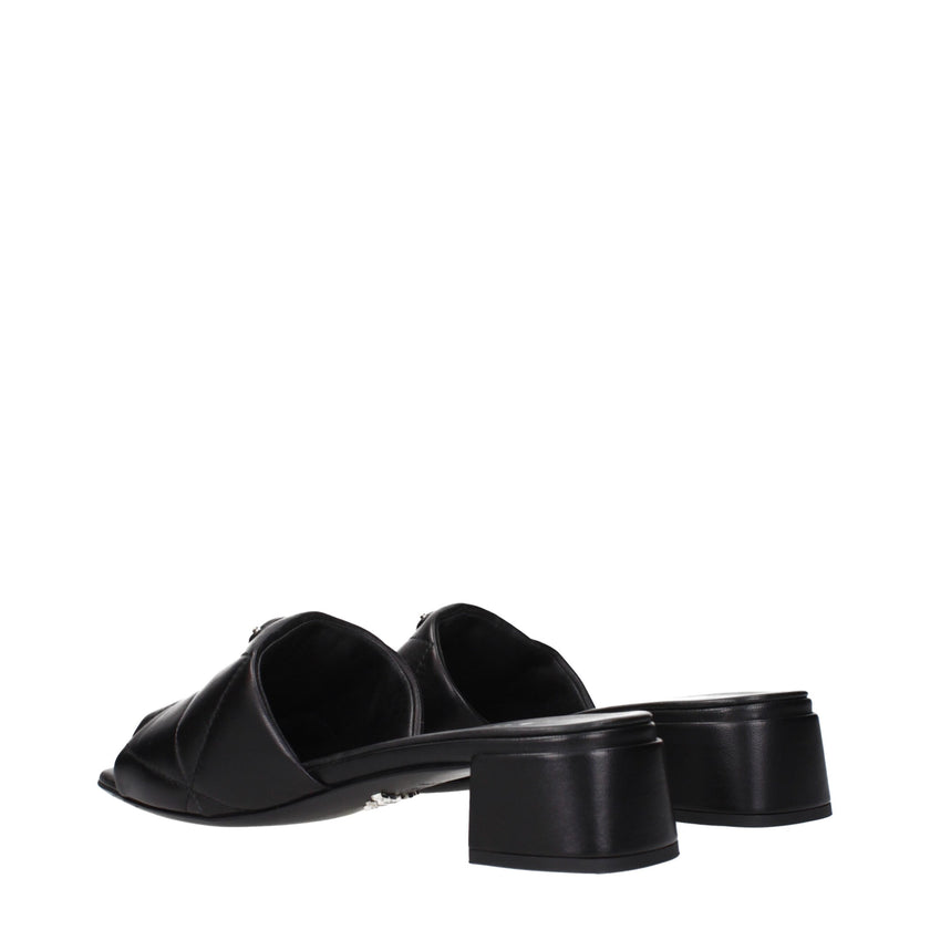 Black Leather Flat SandalsDescription: The product with MPN 1XX656038035F0002 and code F84279 leather in black is a sandals designed by Prada. It has features like front logo.Black Leather Flat Sandals${tagsPradaAulae Black Leather Sandals PradaAulae Blac