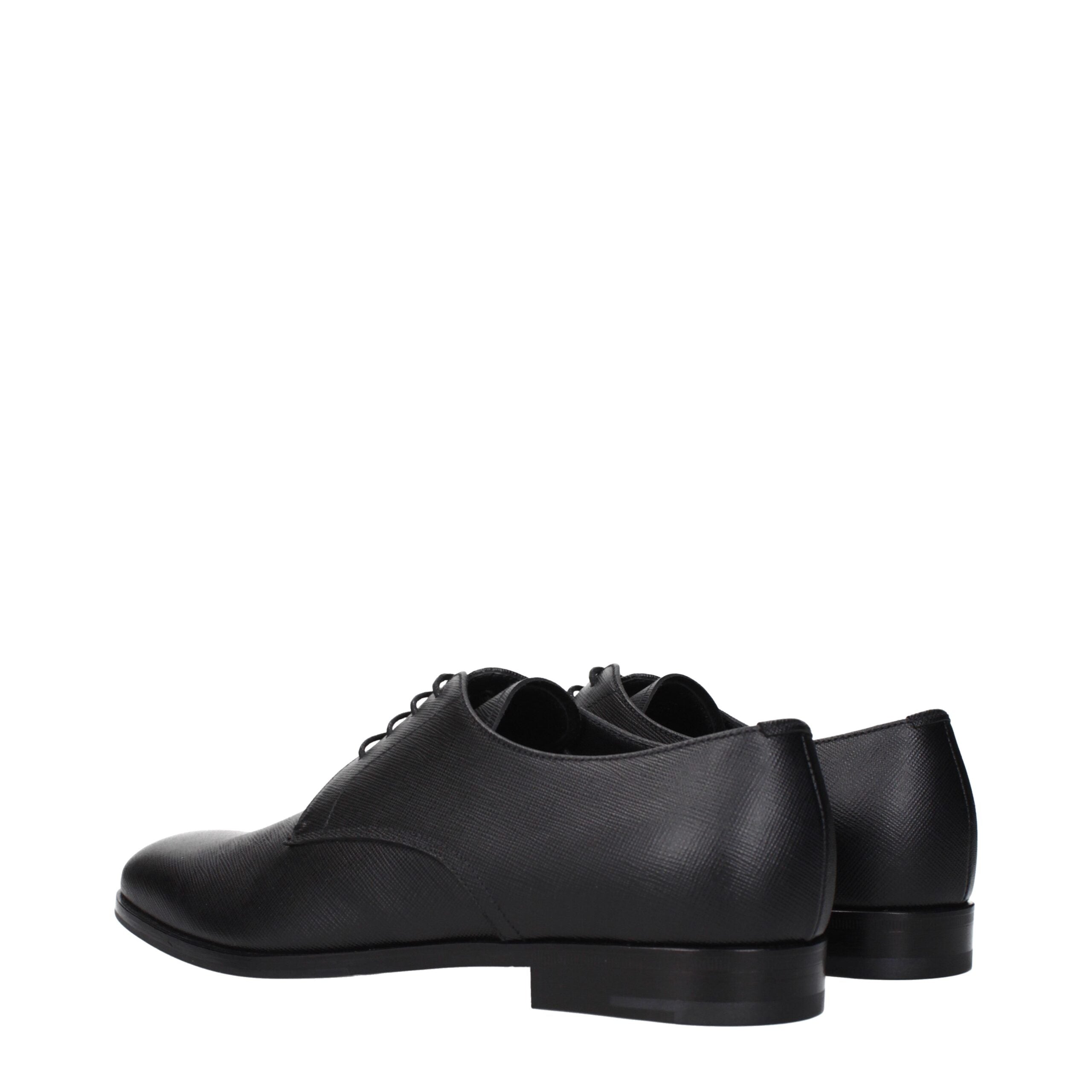 Black Leather Oxfords And DerbiesDescription: The product with MPN 2EB172053F0002 and code F84298 leather in black is a lace up and monkstrap designed by Prada. Additional Info: Style: Casual Closing type: Lace up Closure Shoe sole: Rubber Shoe tip: Round