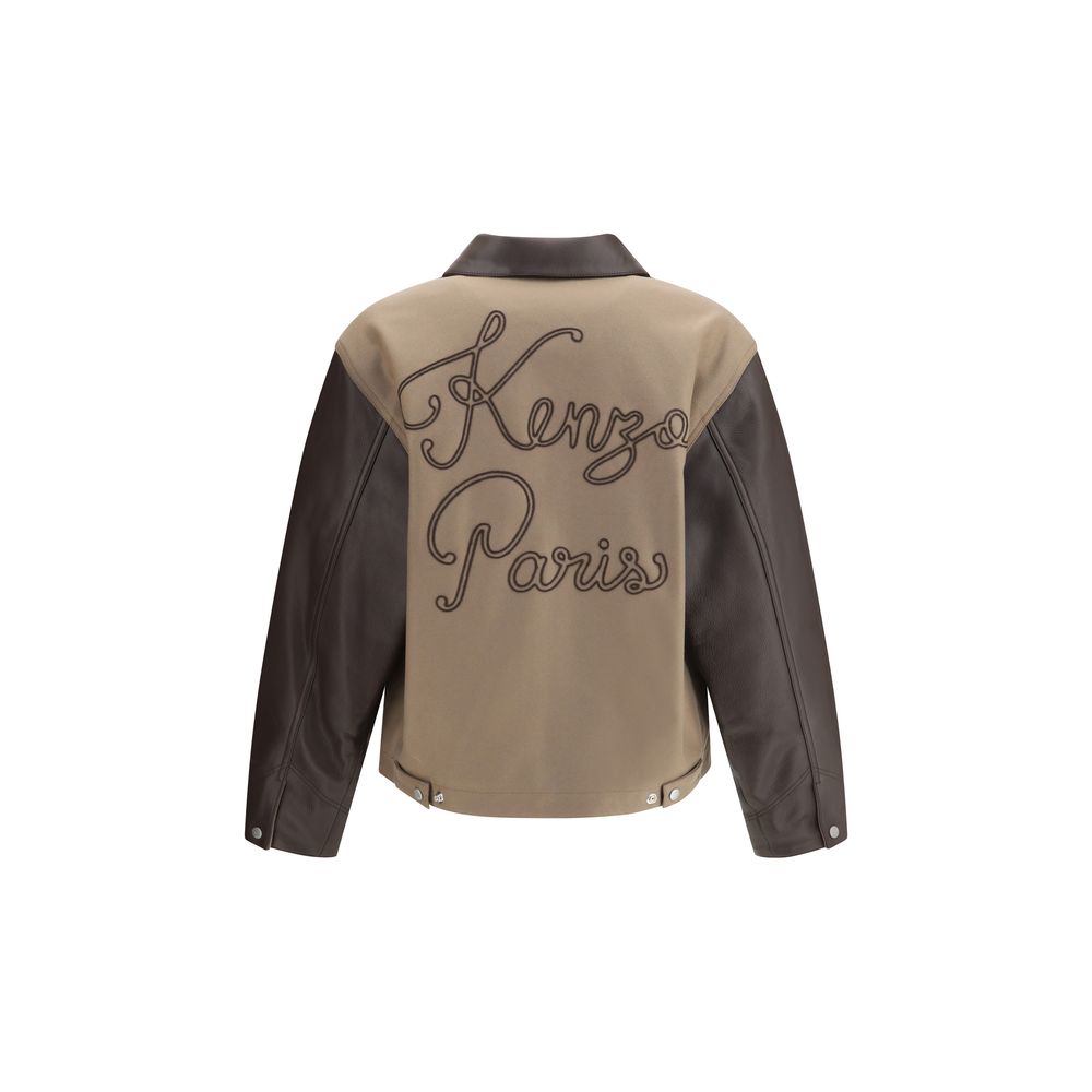 Brown Leather JacketKenzo’s wool and leather college Jacket combines fine materials and contemporary design. It features a double-slider front zipper closure, three front patch pockets and a leather collar that adds a sophisticated touch. The embroidered