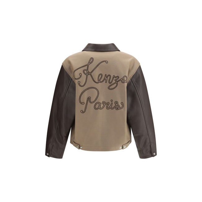 Brown Leather JacketKenzo’s wool and leather college Jacket combines fine materials and contemporary design. It features a double-slider front zipper closure, three front patch pockets and a leather collar that adds a sophisticated touch. The embroidered