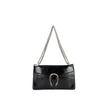 Black Calfskin Crossbody BagDescription: – Composition: 100% calf leather – Lining: Leather – Patent effect – Suede effect microfiber lining – Sliding chain strap – Antique silver-tone metal hardware – Flap with push-lock closure – Flap pocket under the f