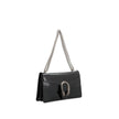 Black Calfskin Crossbody BagDescription: – Composition: 100% calf leather – Lining: Leather – Patent effect – Suede effect microfiber lining – Sliding chain strap – Antique silver-tone metal hardware – Flap with push-lock closure – Flap pocket under the f