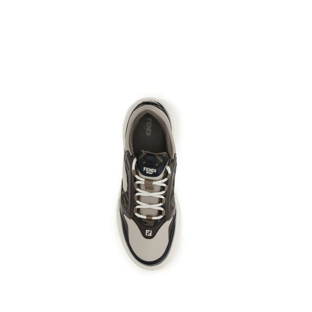 Black Calf Leather Bos Taurus Low Top SneakersFendi’s leather Sneakers are a perfect example of sophisticated urban style combined with comfort. The paneled design, combining different materials, gives a modern and dynamic silhouette, while the textured s