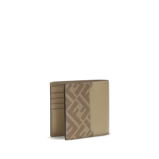 Beige Calf Leather Bos Taurus WalletFendi’s FF leather and canvas bifold Wallet combines functionality with refined style. The interior is organized with 8 card slots, two bill compartments and a flat back pocket. Made of beige leather with tone-on-tone F