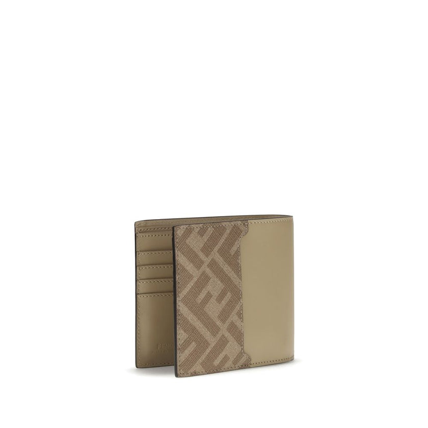 Beige Calf Leather Bos Taurus WalletFendi’s FF leather and canvas bifold Wallet combines functionality with refined style. The interior is organized with 8 card slots, two bill compartments and a flat back pocket. Made of beige leather with tone-on-tone F