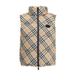 Multicolor Polyester Sleveless JacketBurberry’s Check vest Down Jacket is an iconic garment made of water-repellent Burberry Check fabric with a regular fit and down and goose down filling. Featuring a double-slider zipper closure, it features a packaway