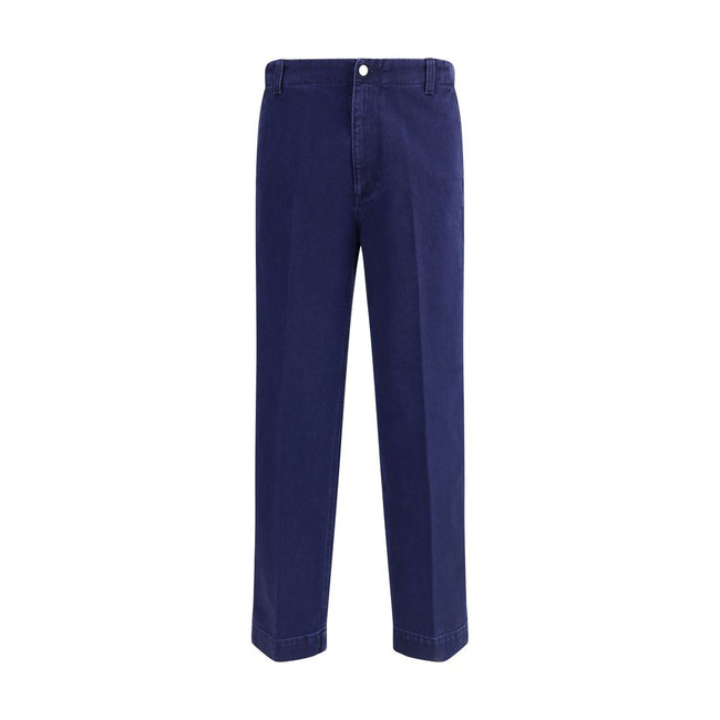 Blue Cotton Jeans DenimGucci’s chino Jeans blend casual denim style with tailoring-inspired details. They feature a button closure, belt loops, two inset pockets on the hip and two patch pockets on the back. The embroidered logo on the back pocket adds a