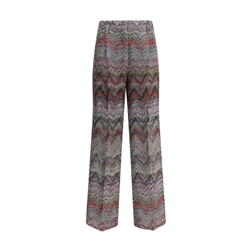Multicolor Viscose Casual PantsMissoni’s Zigzag patterned Pants combine the house’s iconic aesthetic with high craftsmanship. Studded with sequins and embellished with lamé filaments, they are made of a viscose blend on a Caperdoni loom, a detail that und