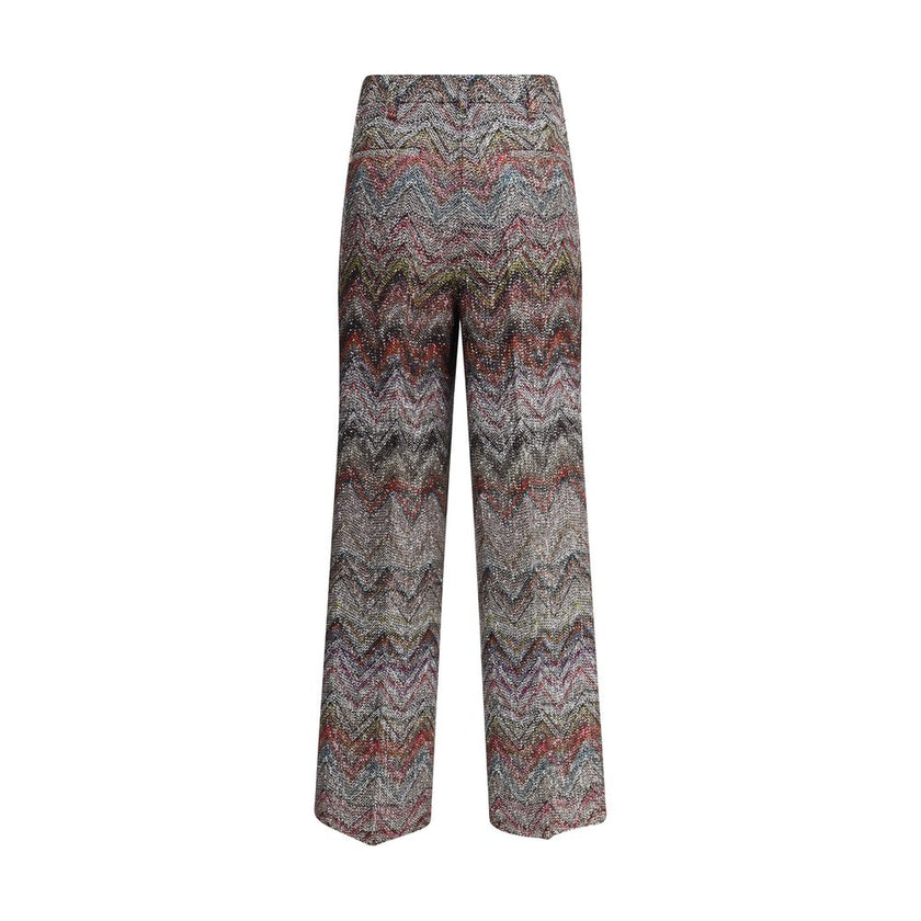 Multicolor Viscose Casual PantsMissoni’s Zigzag patterned Pants combine the house’s iconic aesthetic with high craftsmanship. Studded with sequins and embellished with lamé filaments, they are made of a viscose blend on a Caperdoni loom, a detail that und