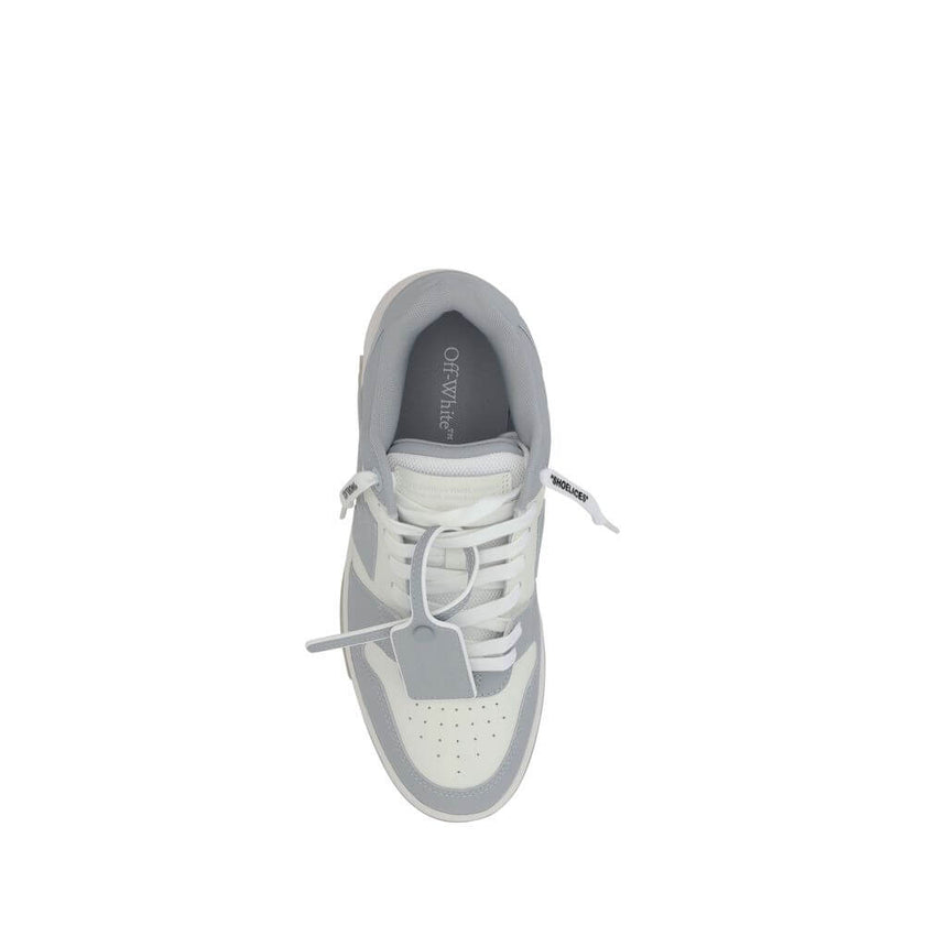 Gray Rubber Low Top SneakersOff-White’s Out of Office Sneakers feature a perforated round toe that offers breathability and comfort. The flat sole provides stability, while the iconic embossed Arrow logo on the side panel adds a distinctive touch to the d