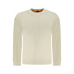 Beige Cotton Men SweaterElevate your wardrobe with the Hugo Boss long sleeve sweatshirt, a perfect blend of comfort and style. Crafted from sumptuously soft brushed cotton and adorned with intricate embroidery and a signature logo application, this beige