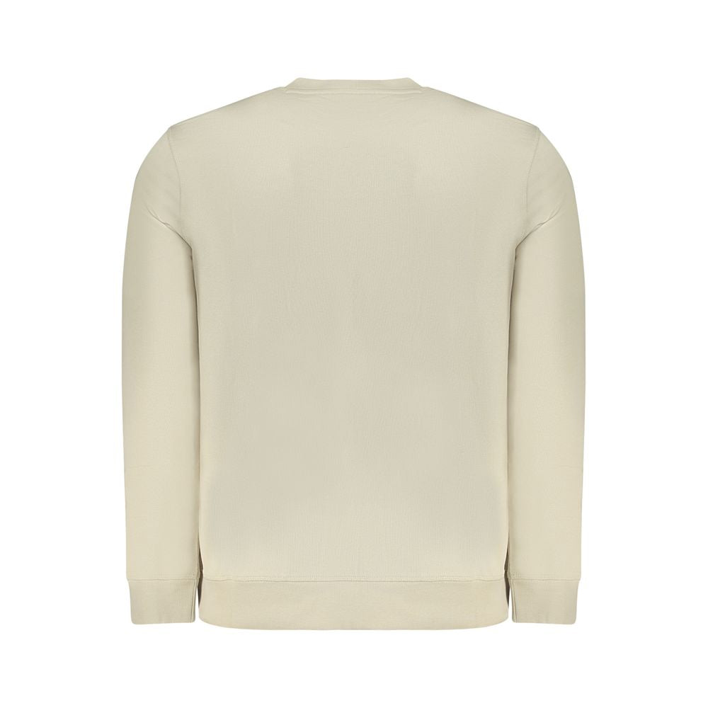 Beige Cotton Men SweaterElevate your wardrobe with the Hugo Boss long sleeve sweatshirt, a perfect blend of comfort and style. Crafted from sumptuously soft brushed cotton and adorned with intricate embroidery and a signature logo application, this beige