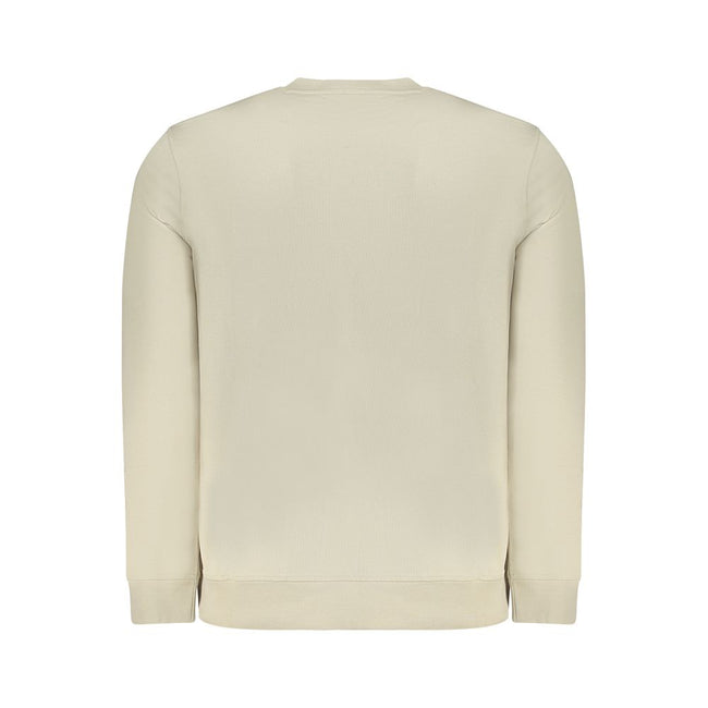 Beige Cotton Men SweaterElevate your wardrobe with the Hugo Boss long sleeve sweatshirt, a perfect blend of comfort and style. Crafted from sumptuously soft brushed cotton and adorned with intricate embroidery and a signature logo application, this beige