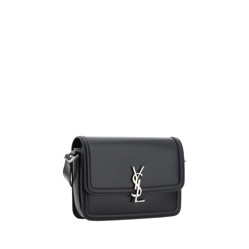 Black Calf Leather Bos Taurus Shoulder BagThe Saint Laurent leather Solferino Shoulder Bag is a perfect balance of timeless elegance and modern functionality. Made of high-quality smooth leather, it is distinguished by the iconic YSL logo applied in contr