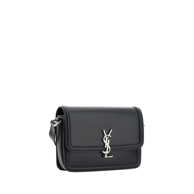 Black Calf Leather Bos Taurus Shoulder BagThe Saint Laurent leather Solferino Shoulder Bag is a perfect balance of timeless elegance and modern functionality. Made of high-quality smooth leather, it is distinguished by the iconic YSL logo applied in contr