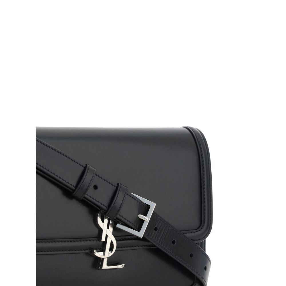 Black Calf Leather Bos Taurus Shoulder BagThe Saint Laurent leather Solferino Shoulder Bag is a perfect balance of timeless elegance and modern functionality. Made of high-quality smooth leather, it is distinguished by the iconic YSL logo applied in contr