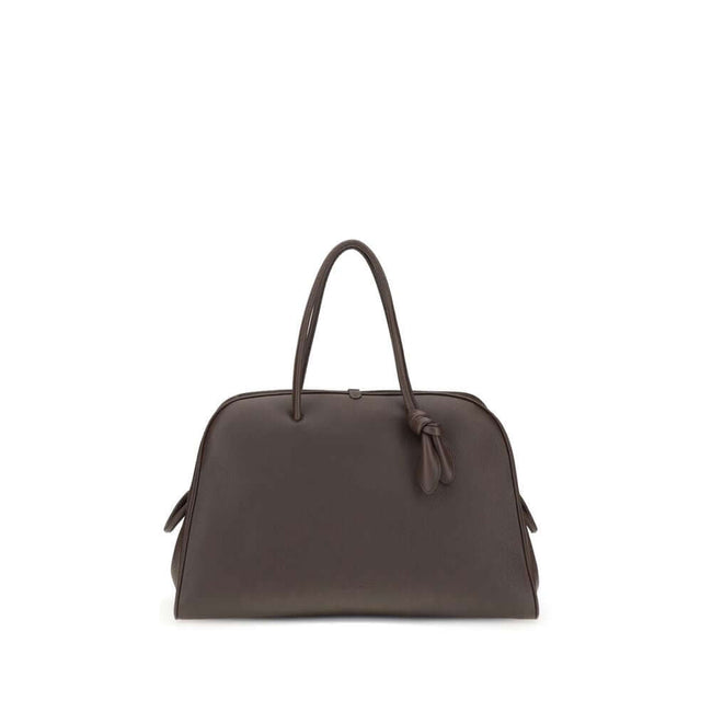 Brown Calf Leather Bos Taurus HandbagThe Le Grand Tourisme Travel Bag by Jacquemus reinterprets the classic bowling bag in a modern and sophisticated key. Made of grained leather, it features a structured and functional design with a two-way zipper closur