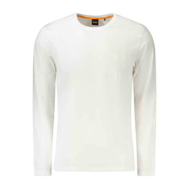 White Cotton Men T-ShirtElevate your wardrobe with the epitome of sleek style – the Hugo Boss long-sleeved T-shirt. Exuding confidence with its clean white hue and unmistakable embroidered logo, this crew neck masterpiece infuses a touch of luxury into yo